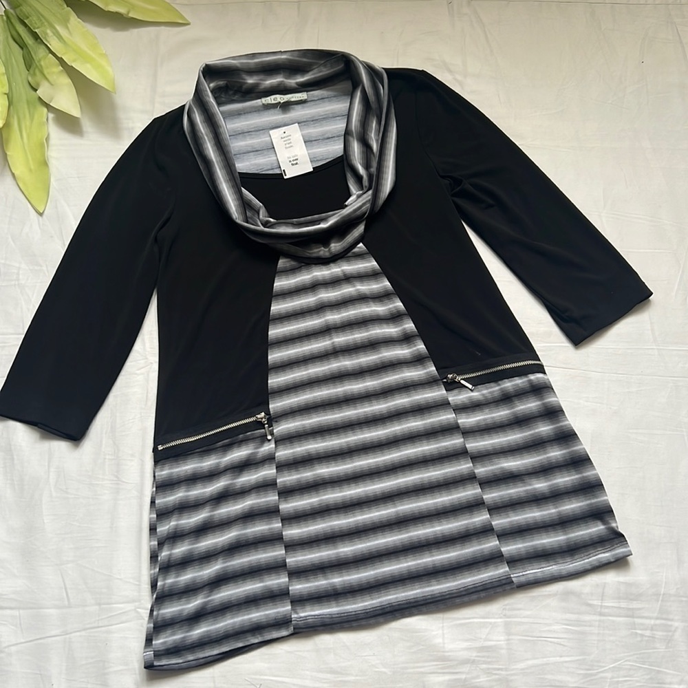 NWT Cleo Petite Cowl Neck Multicolor Tunic